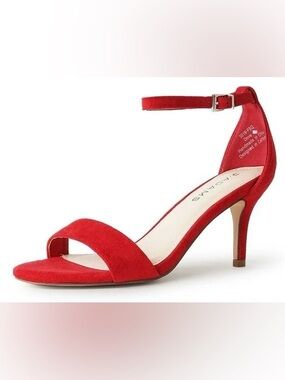 NWOT J Adams Red Ankle-Strap Suede Heels